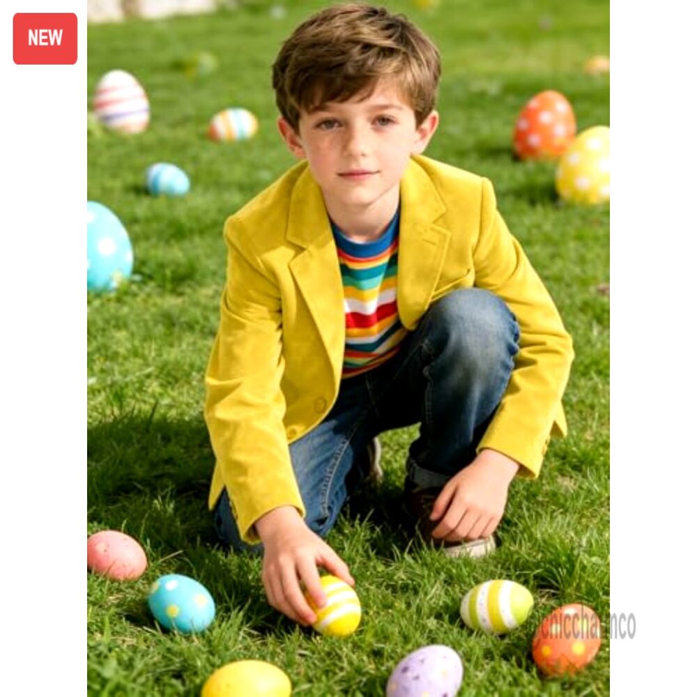 Boys Suede Blazer Retro Sport Coat Casual Jacket Spring Outerwear Versatile - Picture 4 of 6